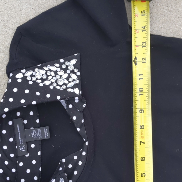 INC black white polka dot embellished bling jewels collar sweater shirt pullover - Picture 10 of 17
